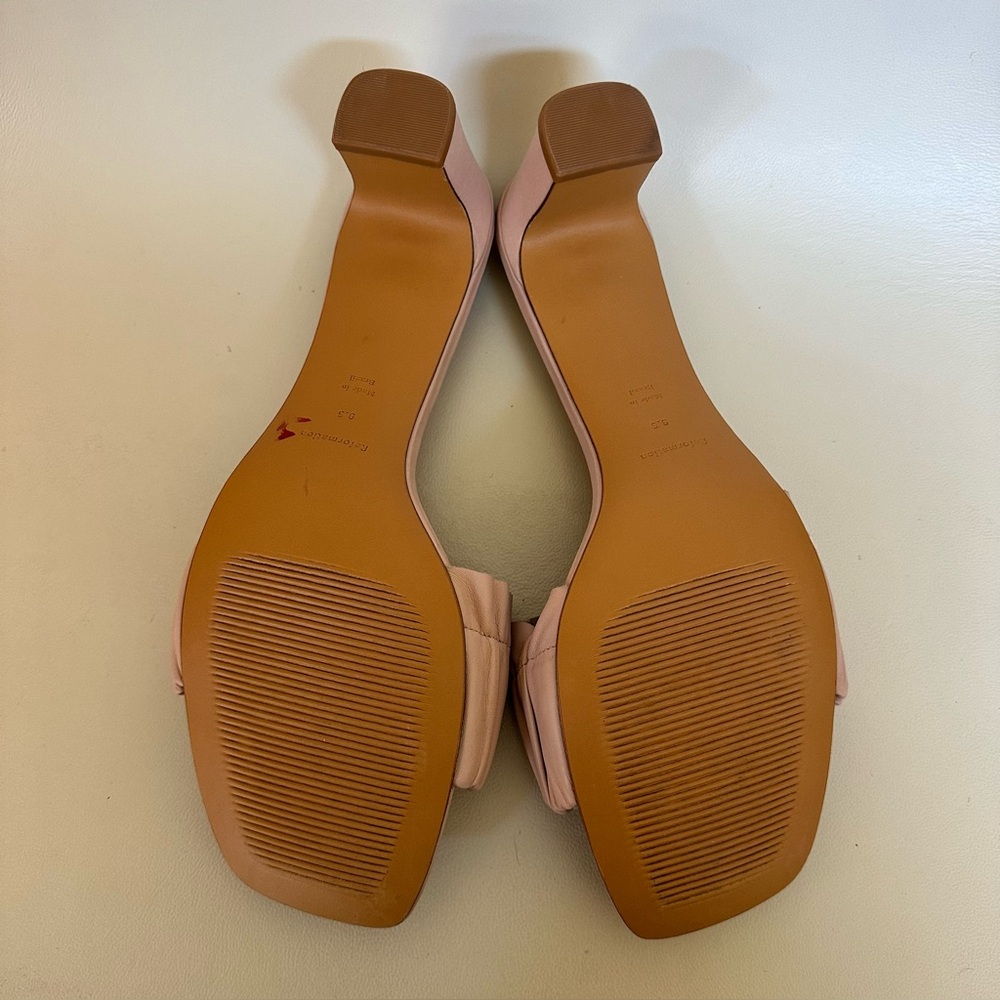 Reformation Shereen Ruched Leather Block Heel Mules Slide Serenade Pink NWOT 9.5 - Picture 10 of 10